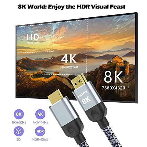 Pizucb 8K HDMI kabl 2.1 3m / 10ft 48Gbps, ultra visok brzi hdmi pletenica 4k @ 120Hz / 144Hz 8k @ 60Hz HDCP