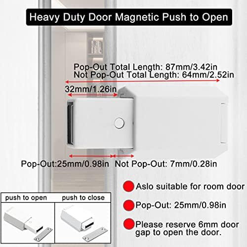 Heavy Duty Push za otvaranje kabineta hardver CBRIVE® 4 paket Magnetic Push Latch & Lock za skrivena