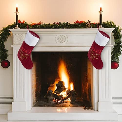 Srce Prvo majčina dana božićne čarape čarape Xmas Tree Santa ukrasi Viseći ukrasi za kamin za odmor 16.5
