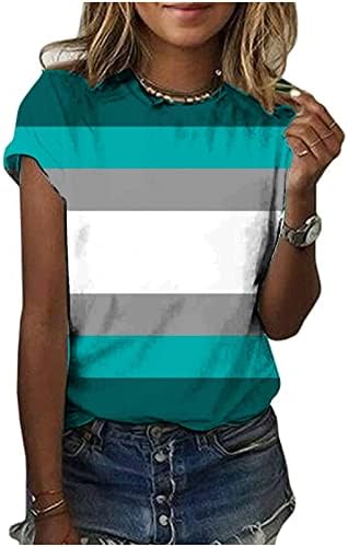 Ženski Vrhovi Dressy Casual Prolećna Bluza Moda Ljeto 2023 Colorblock Prugaste Košulje Kratki Rukav