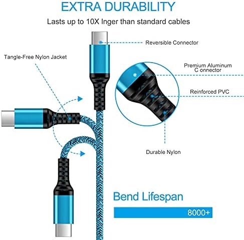 USB C punjač Kabel brzina C Tip punjenje kabel za napajanje 5pack 6ft za Samsung Galaxy S23 / S23