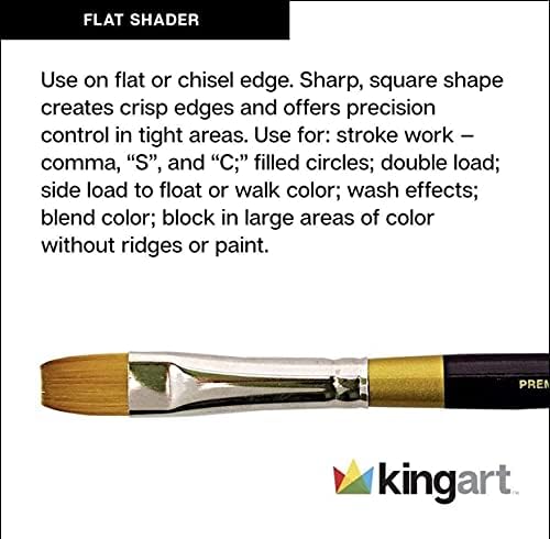 Kingart Original Gold 9300 Flat Shader Series Premium Golden Taklon Multimedijski četkice za