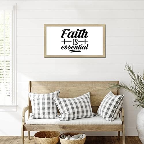 Poticanje citata Framed Wood znak Motivacijski citat Christian Rekavši Faith je esencijalna bež okvir drvena