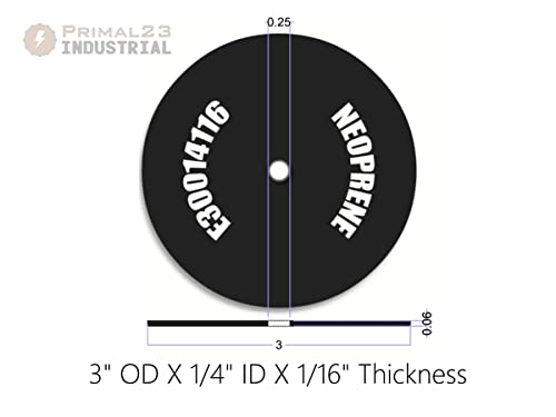 Velike neoprenske gumene podloške za blatobrane otporne na ulje-3 od x 1/4 ID x 1/16 Debljina Primal23 gumene podloške serije industrijskih poduhvata