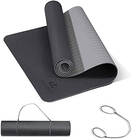 Ewedoos Premium Yoga Setovi-uključuje 1 TPE dvoslojnu prostirku za jogu sa trakom za nošenje, 1 štampanu torbu za prostirku za jogu, savršenu za Yogi & amp; početnike
