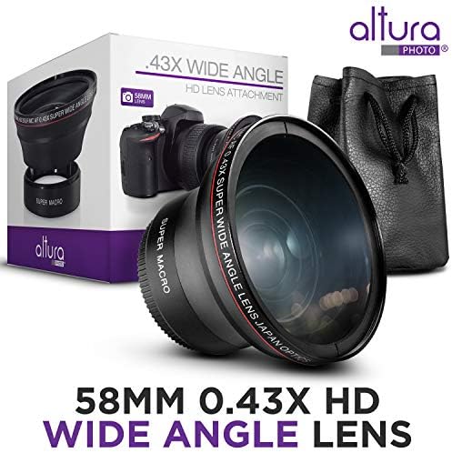 58MM 0.43 x Altura Photo Professional HD širokougaoni objektiv za Canon EOS 70D 77D 80D 90D Rebel T8i T7 T7i T6i T6s T6 SL2 SL3 DSLR kamere