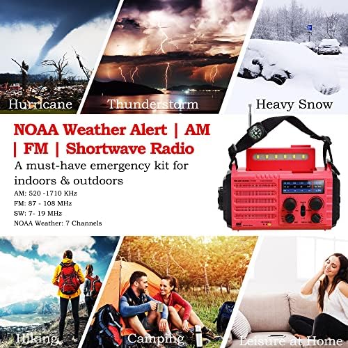 NOAA baterijska lampa za hitne slučajeve punjiva sa AM / FM vremenskim upozorenjem Radio za
