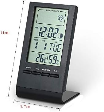 JAHH sobni termometar Mini Digitalni merač temperature i vlažnosti termometar unutrašnji higrometar monitor mjerač budilnik sa Max Min prikaz vrijednosti