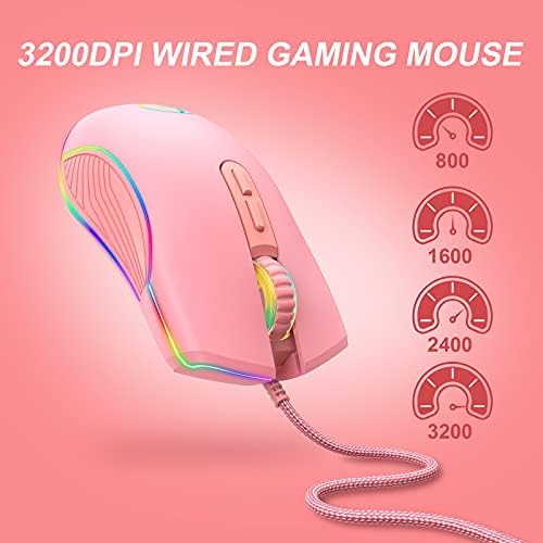 DSAK Pink Girl RGB svetleći žičani Tip-C miš može da ugasi svetla razne igre i kancelariju-USB