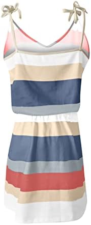 lcziwo ženske ljetne haljine 2023 Casual blok u boji špageti remen V izrez bez rukava struk mini haljina