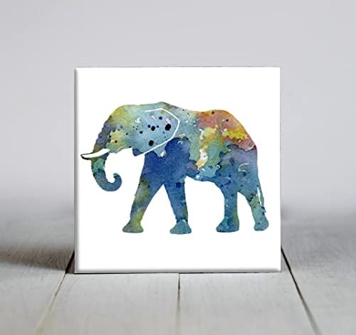 Elephant Plava Apstraktna Akvarelna Umjetnost Dekorativna Pločica