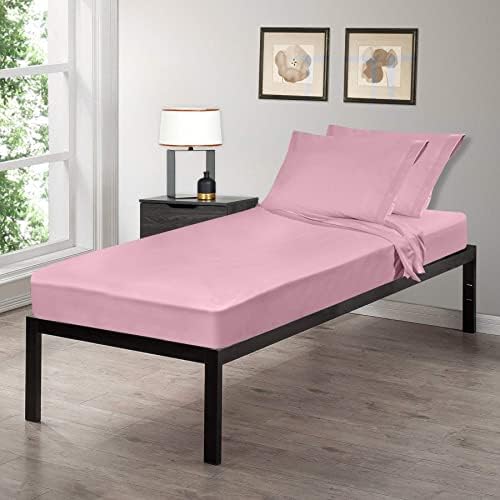 Gilbins Cot Veličina 30 x 75 x8 list 4 komada ugrađena ravna 2 jastučnice, izrađene od pamuka, savršeno za kampove kreveta / gils / gostiju ružičasti