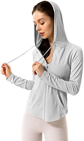 Ženski dugi rukav UPF 50+ zaštitni jaknu za zaštitu od sunca sa džepovima Yoga puni zip atletik