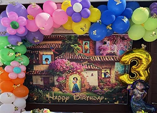 Colorwonder Encanto Happy Birthday Backdrop 7x5 Magical Floral House Mirabel Encanto Birthday Background