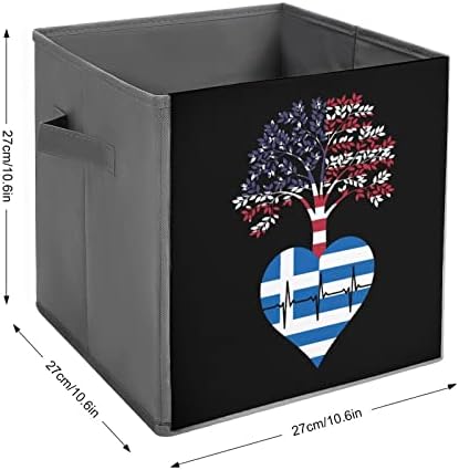 Grčka američka korijena otkucaja srca Sklopivi od skladišta Osnove sklopive kockice za pohranu tkanine Organizator s ručkama