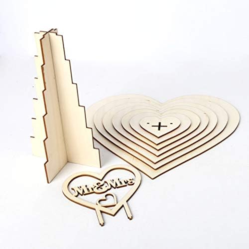 HAPPYAMI 7 sloja vjenčani partijski tornji Drveni ekran štand u obliku srčanog ormarića Cupcake Chocolate