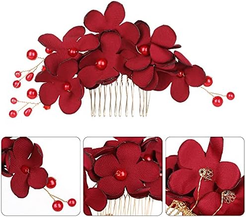 Mrxfn Hairpin 1pcs modni crveni cvjetni češalj djeveruše Kristalno klip za kosu svadbena fridra za
