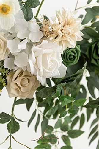 Ling's Moment 6.5 FT vjenčana pozadina cvjetni vijenac s visećim vinovom lozom, cvijeće vjenčanog Luka ceremonija prijem Sjenice foto pozadina cvjetni aranžman Decor / smaragd & amp; Tawny bež