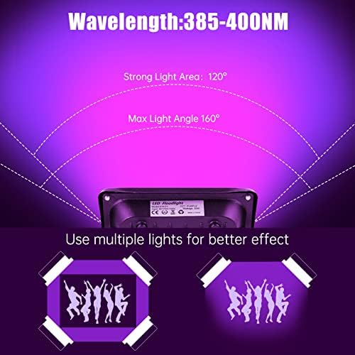50W LED UV Crno svjetlo, crna svjetla za svijetlo svjetlo, svijetlo poplave s prekidačem / 5ft kabel