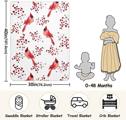 Ollabaky Cuted Crvene ptice Bebdet za dječake Djevojke Pamuk Bacanje pokrivač s prekrivačem kreveta za dječji kolica Dječji rasadnik Primanje pokrivača dječje dijete Unisex 30 x40