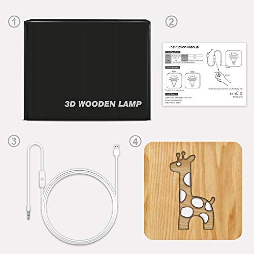XDG žirafa 3d drvena lampa LED noćno svjetlo dekoracija kućne sobe kreativne Stolne lampe za
