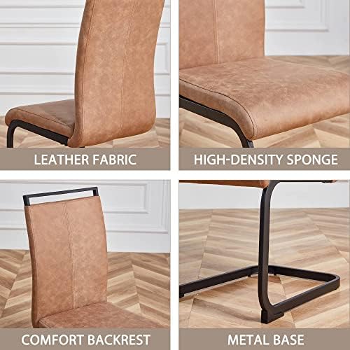 gopop trpezarijske stolice Set od 4, kuhinje moderne metalne stolice sa podstavljenim sedištem od veštačke kože sa visokim naslonom i čvrstim hromiranim nogama, stolice za trpezariju
