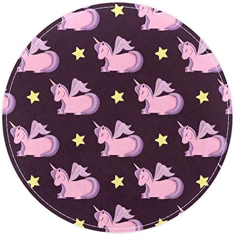 Heoeh Fairy Tale Pink Unicorn Star uzorak, Neklizajući otirač 15,7 okrugli tepih tepisi tepisi za djecu spavaća soba Soba za djecu Igraonica soba za igru rasadnik