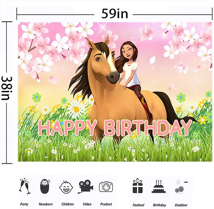 Spirit Horse Backdrop za rođendanske zabave Spring Spirit Horse Banner za Baby Shower Party Supplies