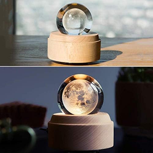 Xjjzs Moon Music Box - Crystal kuglični ukras, muzička kutija, revolving muzički uređaj, bukovska baza