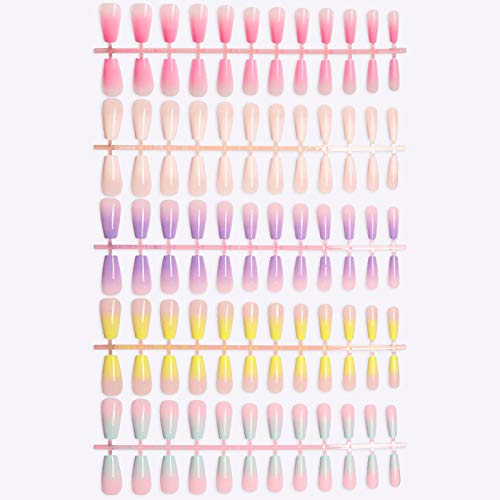 Set od 5 komada sa ukupno 120 kesica sa gradijentnim kovčegom, lažnim noktima, Rainbow nail art,
