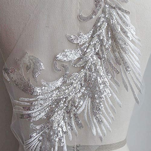 Spakling Fuchsia Sequined Applique ogledalo Par Anđeoski krila Čipka za patch za partnu haljinu