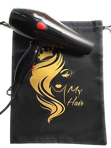 Silk Wig torbe za pakiranje za perike, paketi, ekstenzije za kosu, alati, poslovne poklon torbe, 2 komada skladišta za kosu i putne vrećice Mekane svilene satenske torbice sa crtežom (crne 2 torbe)