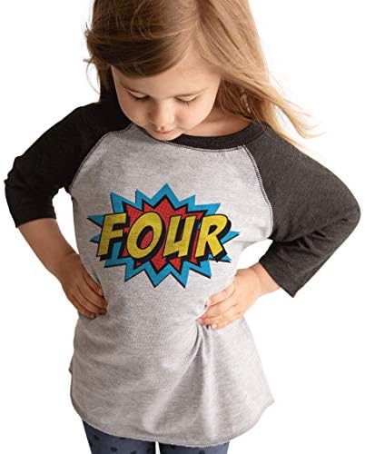 7 ate 9 odjeća 4. rođendana košulja za dječake superheroj 4-godišnja rođendan boy comic četiri majica Raglan Tee