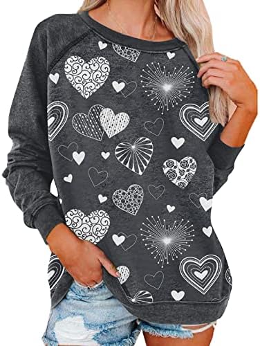 Žene Ljubav Srčani duks Grafički pulover Sretna majica zaljubljenih za Valentinovo
