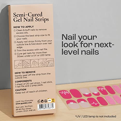 Gya Labs set naljepnica za nokte-dugotrajni nokti za žene - Polusušene gel trake za nokte - naljepnice