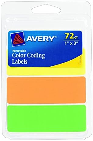 Avery pravougaone oznake za kodiranje u boji, 1 x 3 inča, razne, uklonjive, pakovanje od 72