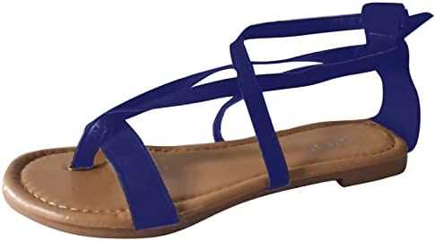 XipCokm ženske ravne tange sandale poprečni remen plaža cipele casual vanjske sandale prozračne