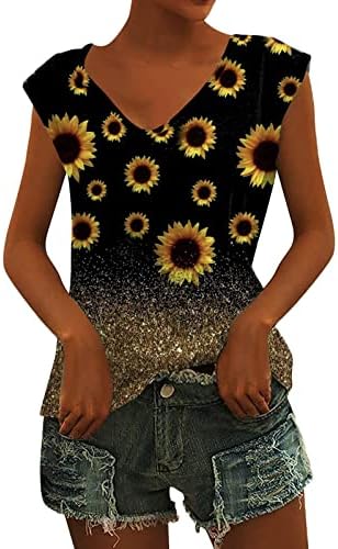 Ženske bluze i vrhovi Dressy Womens Fashion Print V izrez Casual Top Ljeto Basic Majica kratka ruka