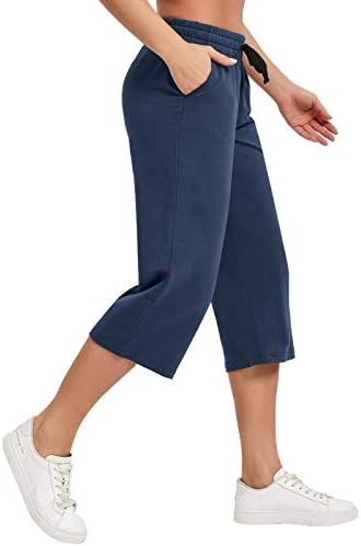 SpecialMagic ženske kapri hlače labavi joga pamuk Capris duksevi 3 džepa široka nogavo nacrtavanje padžama hlače