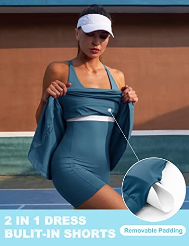 Iuga ženska teniska haljina ugrađena u kratke hlače i grudnjake Podesivi kaiševi vježbanje vježbanja
