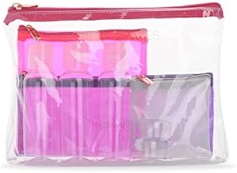 Miamica ženske putne boce sa kompatibilnim u TSA i toaletni torba, 12-komad, mjesta odlaska, ružičasta,