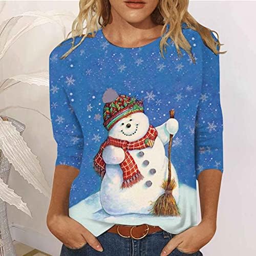Akollsppnsy žene Oversized Duks Božić Print Scoop vrat pulover toplo Oversized Womans Tops za jesen 22