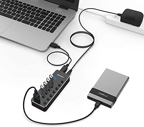 RSHTECH 7 Port USB 3.0 Hub sa 5V adapterom + ROSONWAY 4 porta USB 3.1 Gen 2 Hub 10Gbps sa 5V adapterom za napajanje