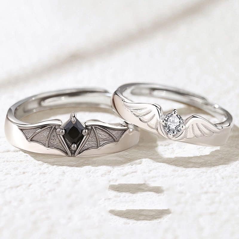 Angel Devil Matching Promise Rings za parove srebra Platiran angažman vjenčani prsten Open Band Setovi Za