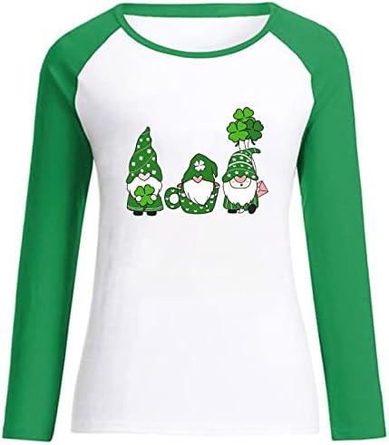 Oplxuo slatki vrhovi za žene St Patricks Day Shirt Crewneck Duks novost crtani grafički Dugi rukav bluza bluza džemper