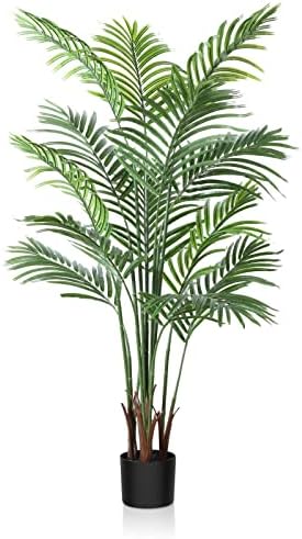 Crosofmi Artificial Areca Palm Palm 5 stopa lažna palma sa 13 listova FAUX Žuta dlan u loncu za