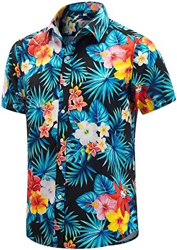 EUOW Muška havajska košulja kratki rukavi sa štampanim dugmetom ljetne haljine na plaži