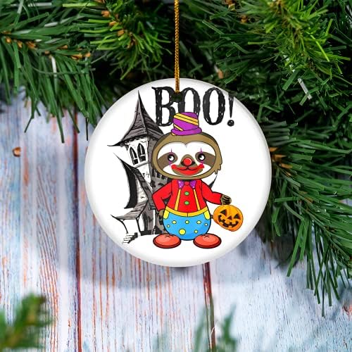 Covid Božićni ukras - klaunski Sloth Halloween Slatka Sloth Joker Makeup Ornament - 2021 Božić ,, Keramički