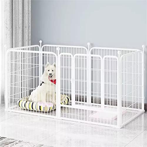 McNussDog Frence Cage, Metal PET playpen s vratima, zečica ogradom, štenad playpen, za male i srednje pse, držite kućne ljubimce sigurnim, bijelim, 142 * 70 * 80cm