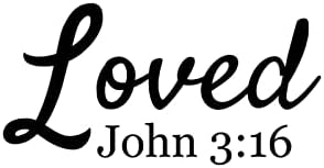 Loved John 3~16 Wall Decals Peel and Stick Quotes Vinyl Inspirational Wall Decals Words Letters for Classroom Kids Room rasadnik spavaća soba Home Decor Inspirational Religious Gifts 22 Inch